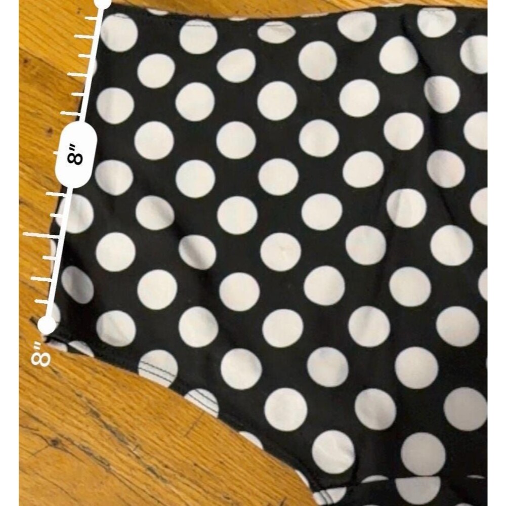 New Black Polka Dot High Waisted Bikini Bottoms Retro Pin Up Swimwear Women’s M - Picture 6 of 7
